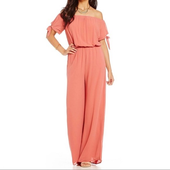 Gianni Bini Pants - Gianni Bini Off the Shoulder Jumpsuit XS Coral 2849